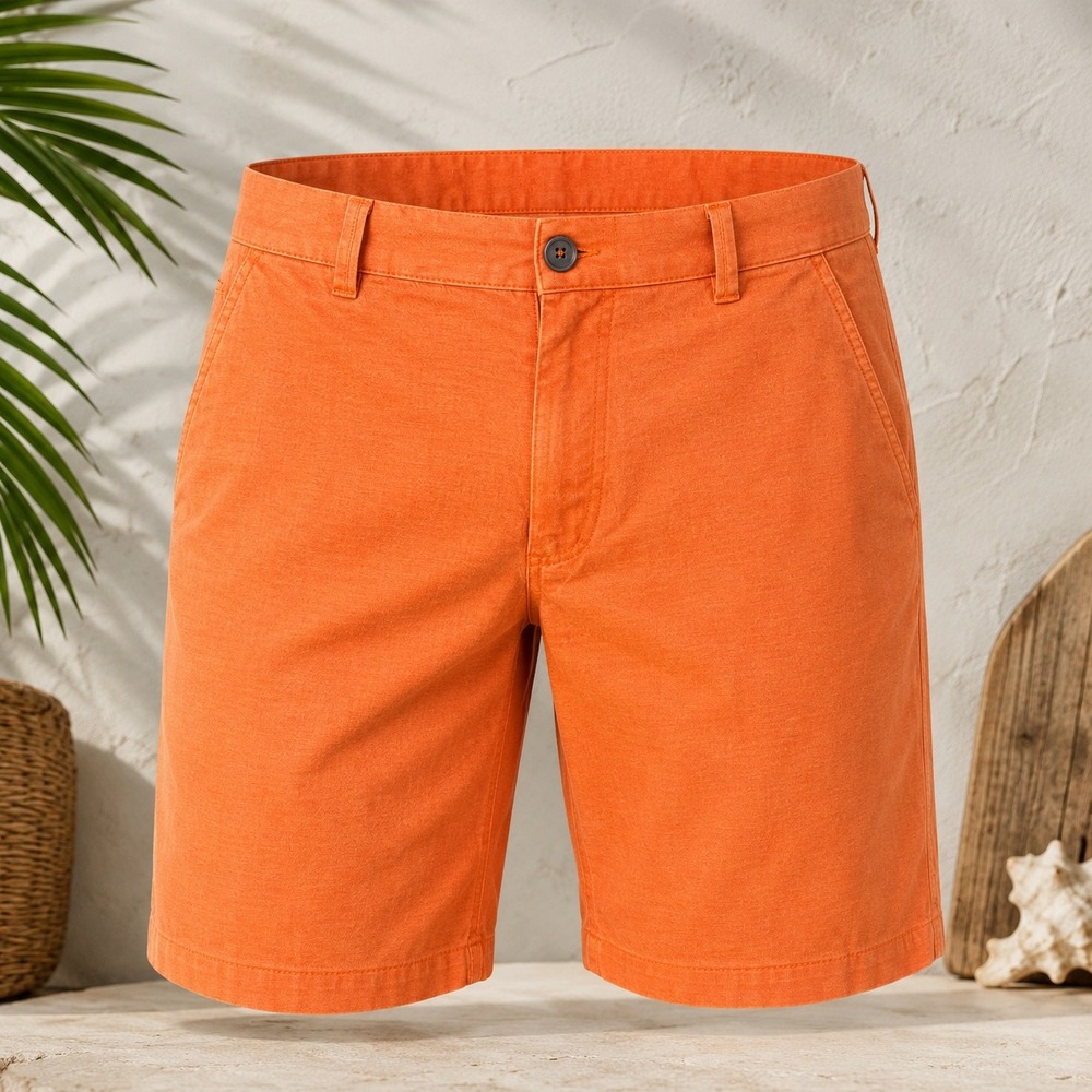 Paulo Solari Chino Shorts Mens 38 Orange Modern Fit Stretch Cotton Casual Summer